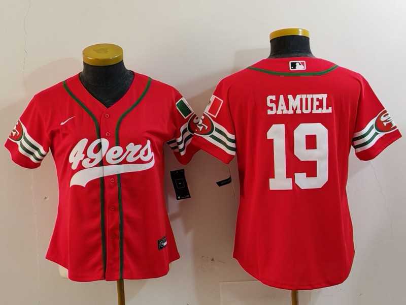 Womens San Francisco 49ers #19 Deebo Samuel Red Mexico Cool Base Stitched Baseball Jersey->women nfl jersey->Women Jersey